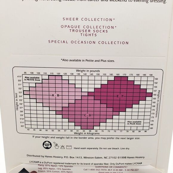 Vintage Pantyhose Hanes Silk Reflections SZ CD Silky Sandalfoot Color Flax 715 - Picture 3 of 4
